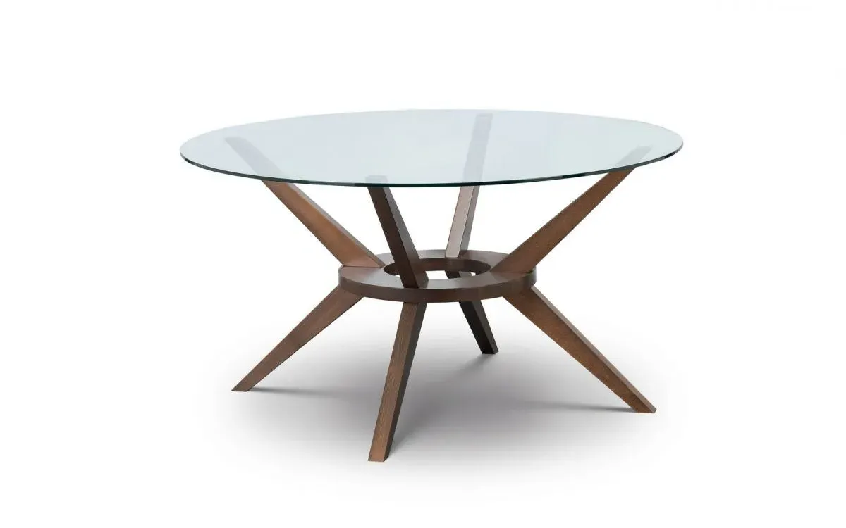 Round Dining Table - Glass, Beech Wood