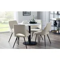 Round Dining Table with Pedestal Base - Black