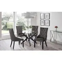 Round Glass Dining Set with Knockerback Chairs