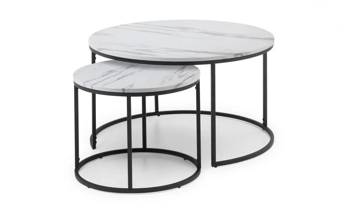 Round Nesting Coffee Tables - White, MDF