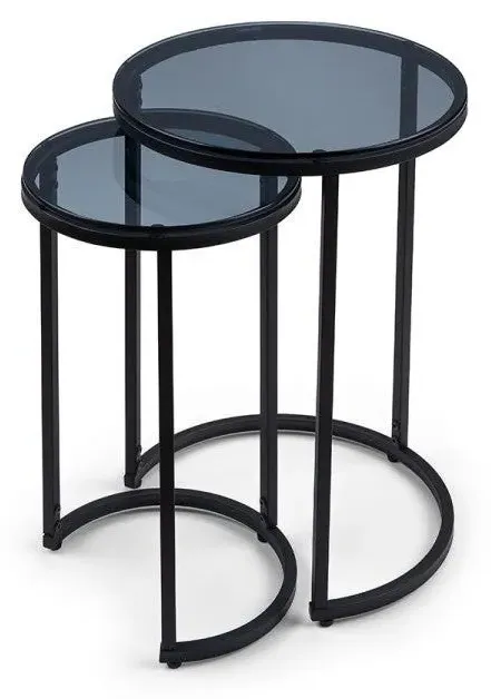 Round Nesting Side Tables - Smoked Glass image