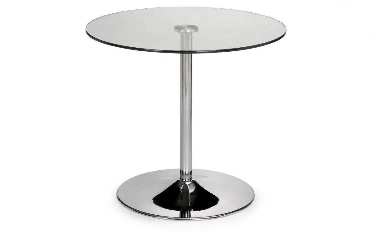 Round Pedestal Dining Table - Clear Glass, Chrome image