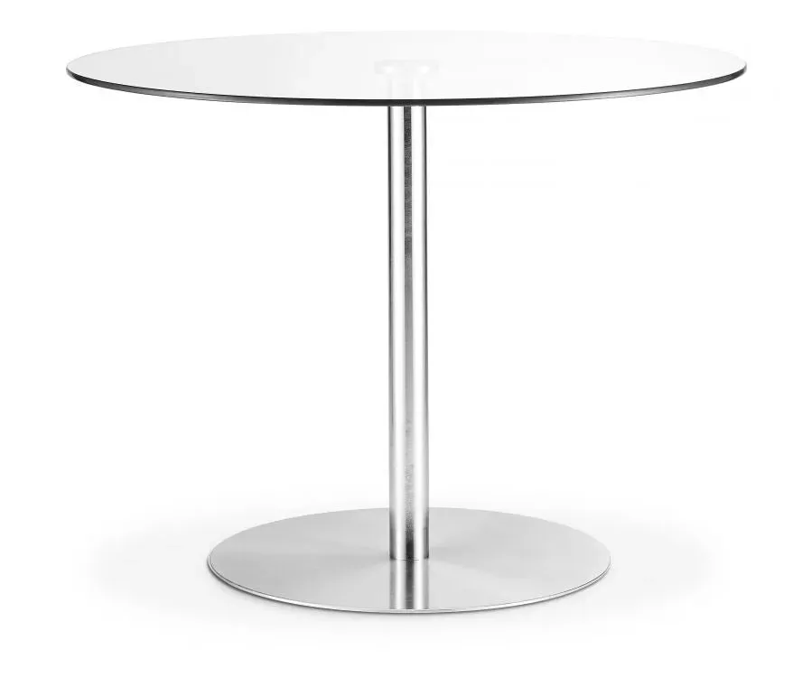 Round Pedestal Dining Table - Clear Glass, Steel