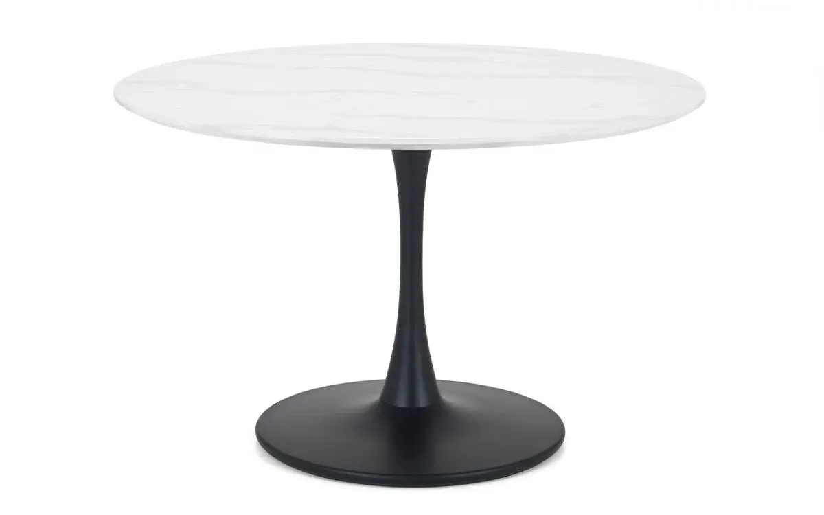 Round Pedestal Dining Table - White, Marble image