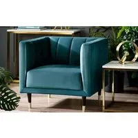 Scalloped Back Armchair - Teal, Velvet