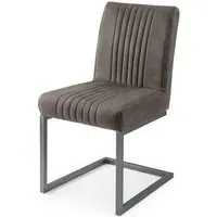 Set of 2 Dining Chairs Cantilever - Grey, Suede