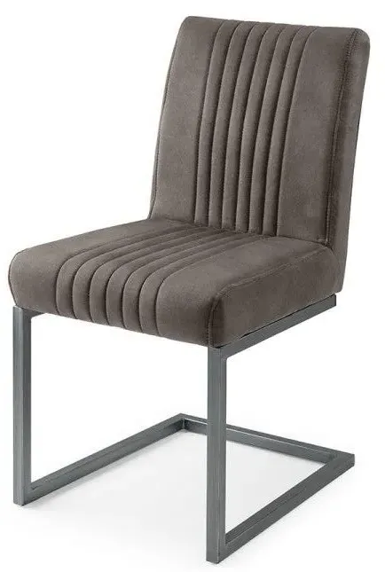 Set of 2 Dining Chairs Cantilever - Grey, Suede image