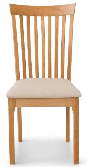 Set of 2 Dining Chairs with Padded Seat - Oak