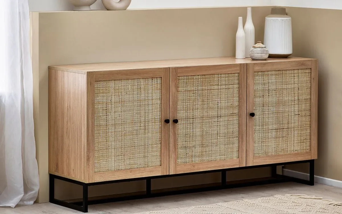 Sideboard with Rattan Front - Oak, Melamine image