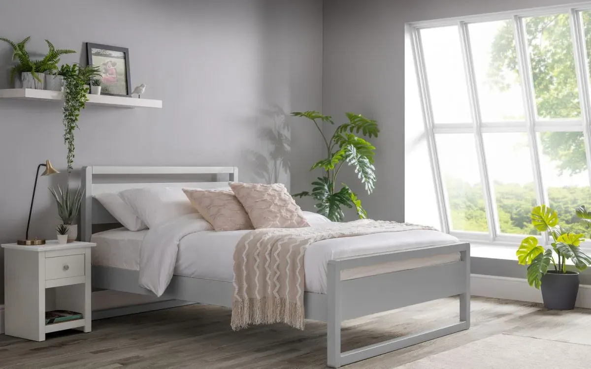 Single Bed Frame - Grey, MDF & Pine image