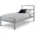 Single Bed Frame with Slats - Silver, Metal