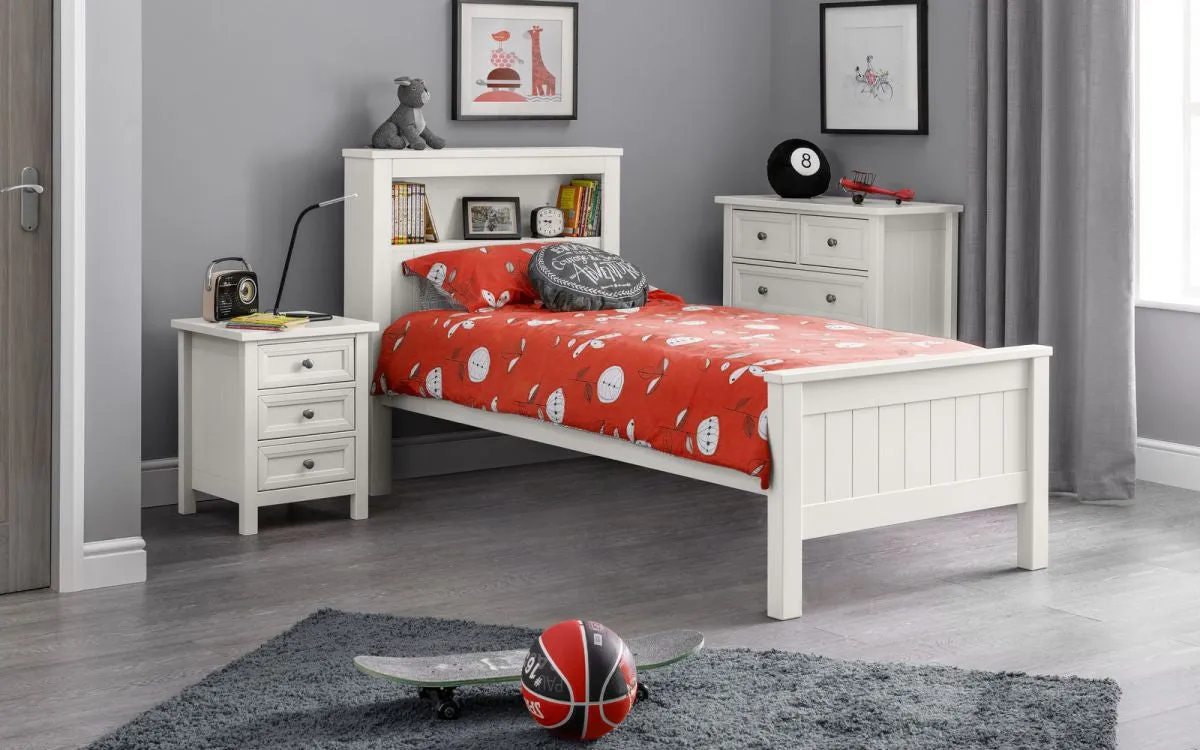 Single Bookcase Bed with Shelf - White, MDF image