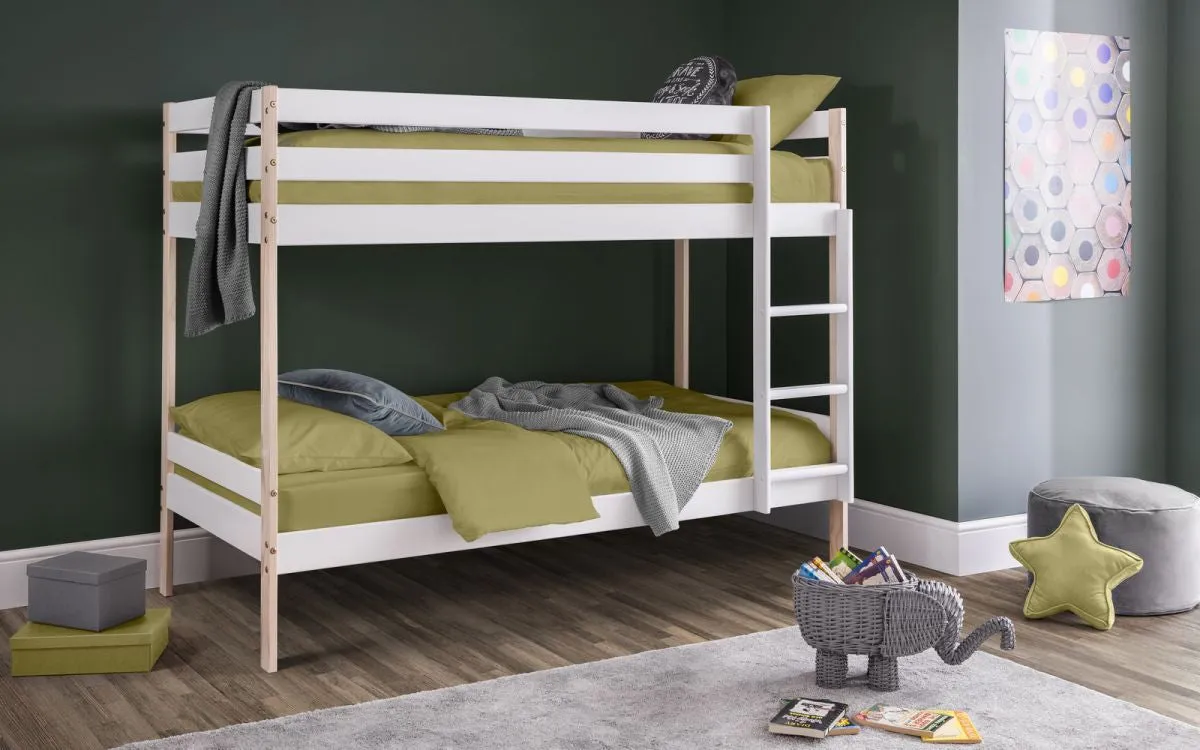 Single Bunk Bed Two-Tone - White, Pine image