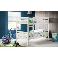 Single Bunk Bed with Ladder - White, Pine