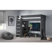 Single Gaming Bed with Desk - Anthracite, Oak
