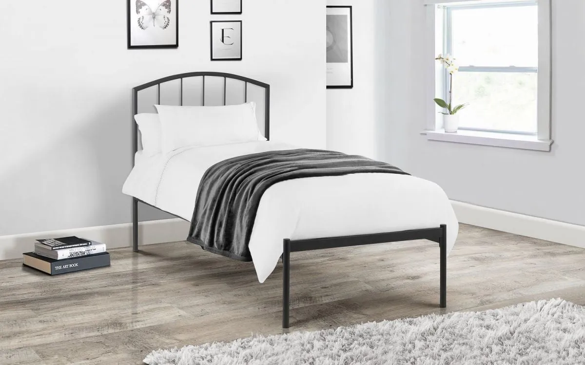 Single Metal Bed with Sprung Slats - Black