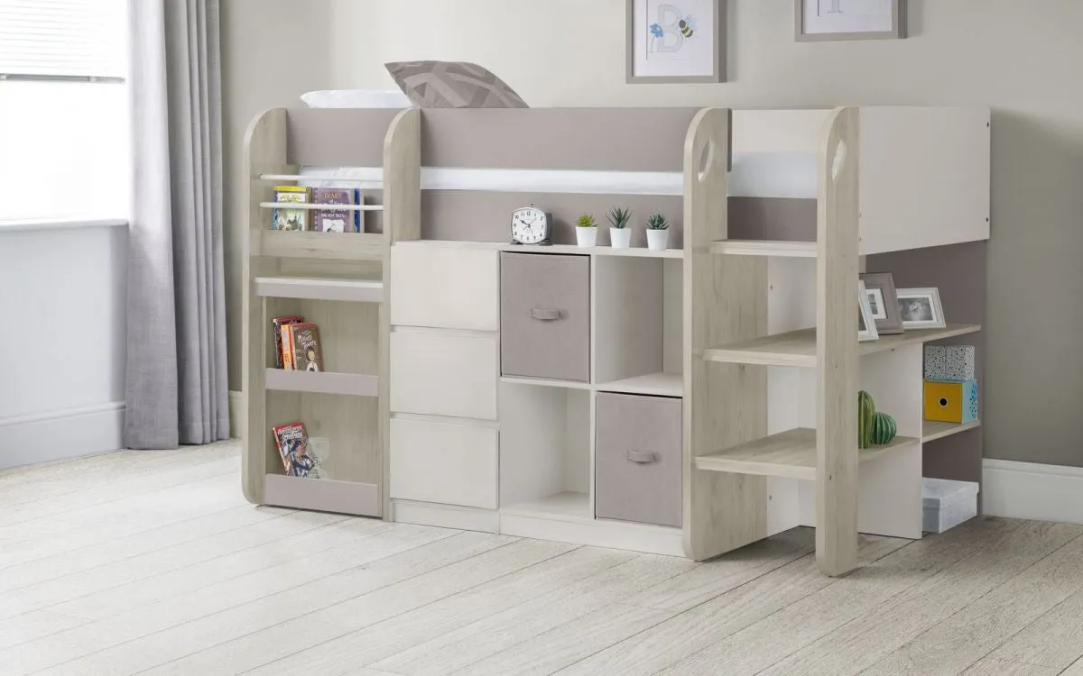 Single Midsleeper with Storage - Taupe