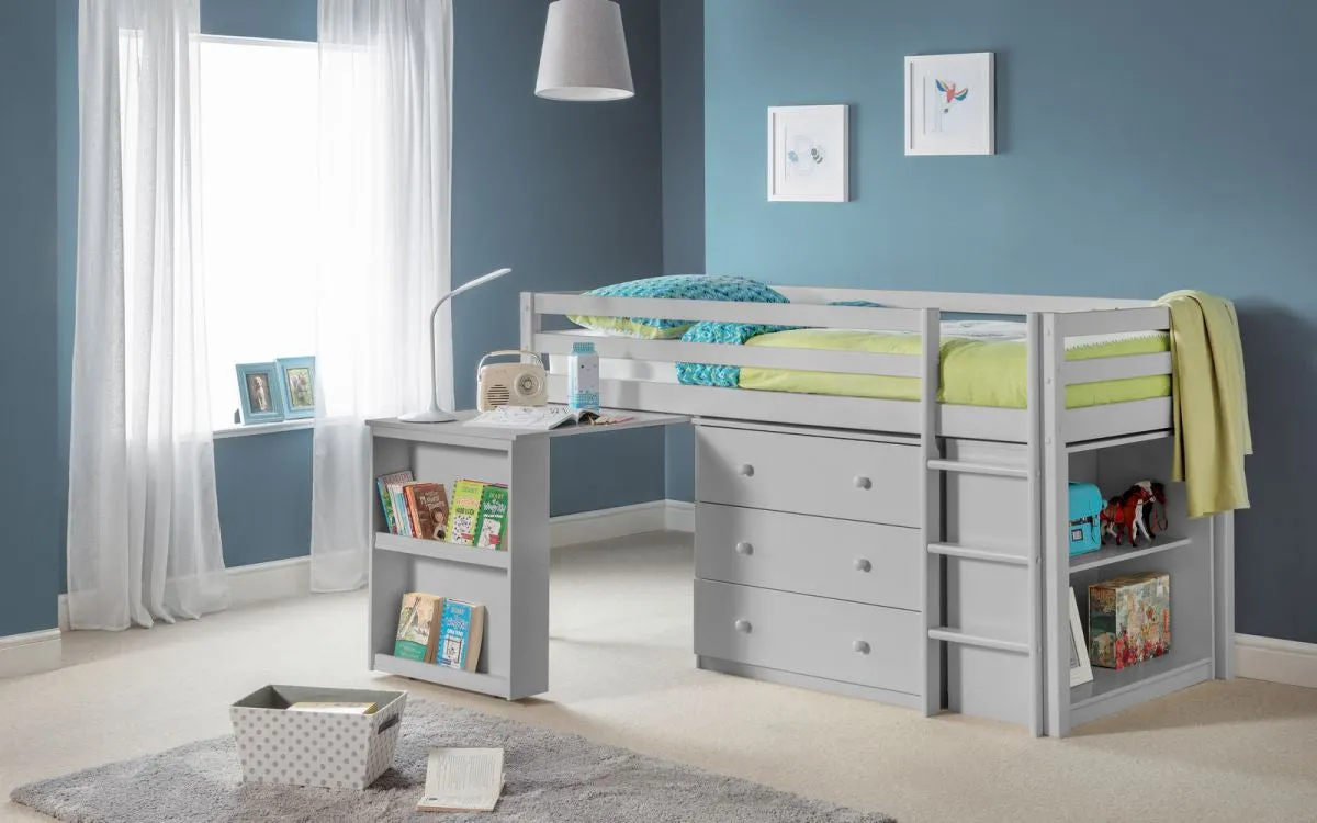 Single Sleepstation with Desk - Dove Grey, Pine image