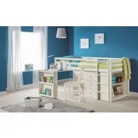 Single Sleepstation with Desk - Stone White, Pine