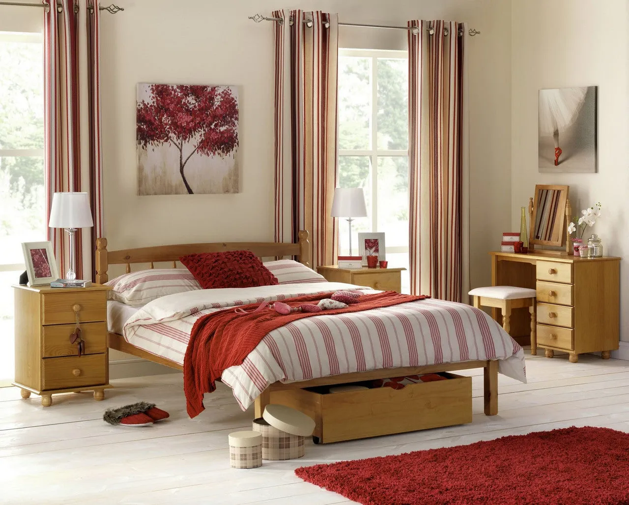 Small Double Bed Frame - Oak, Solid Pine image