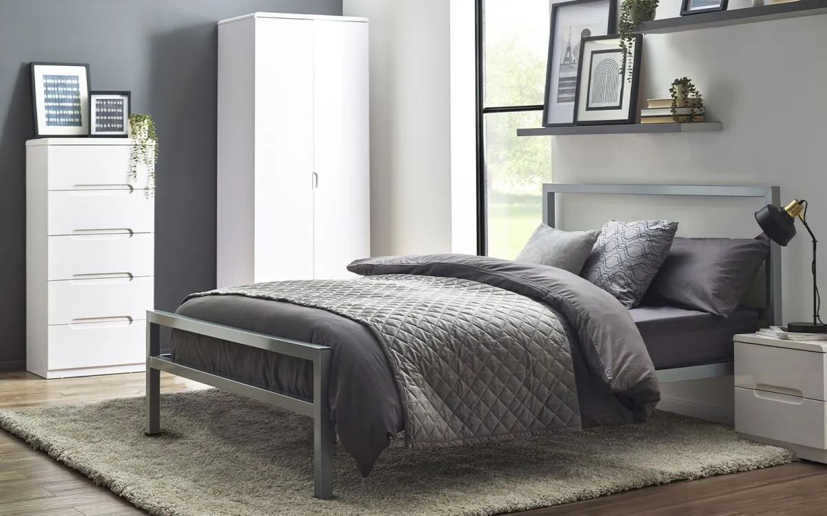Small Double Bed Frame - Silver, Metal image