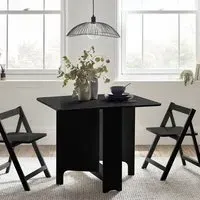 Small Gateleg Table with 2 Chairs - Black, Rubberwood
