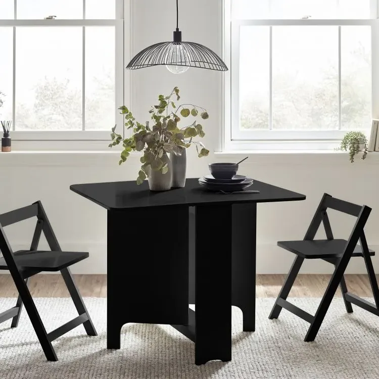 Small Gateleg Table with 2 Chairs - Black, Rubberwood image