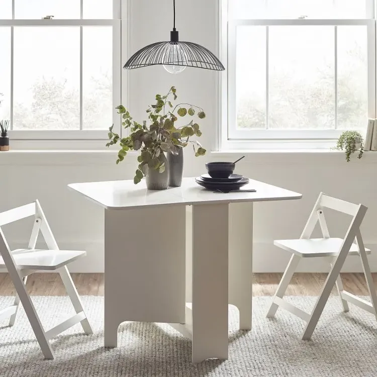 Small Gateleg Table with 2 Chairs - White, Rubberwood