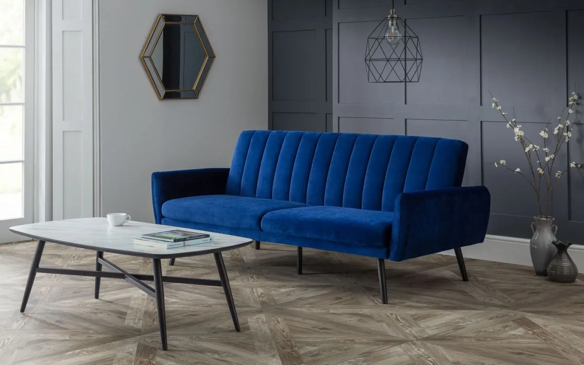 Sofabed with Sleeper Function - Blue, Velvet image