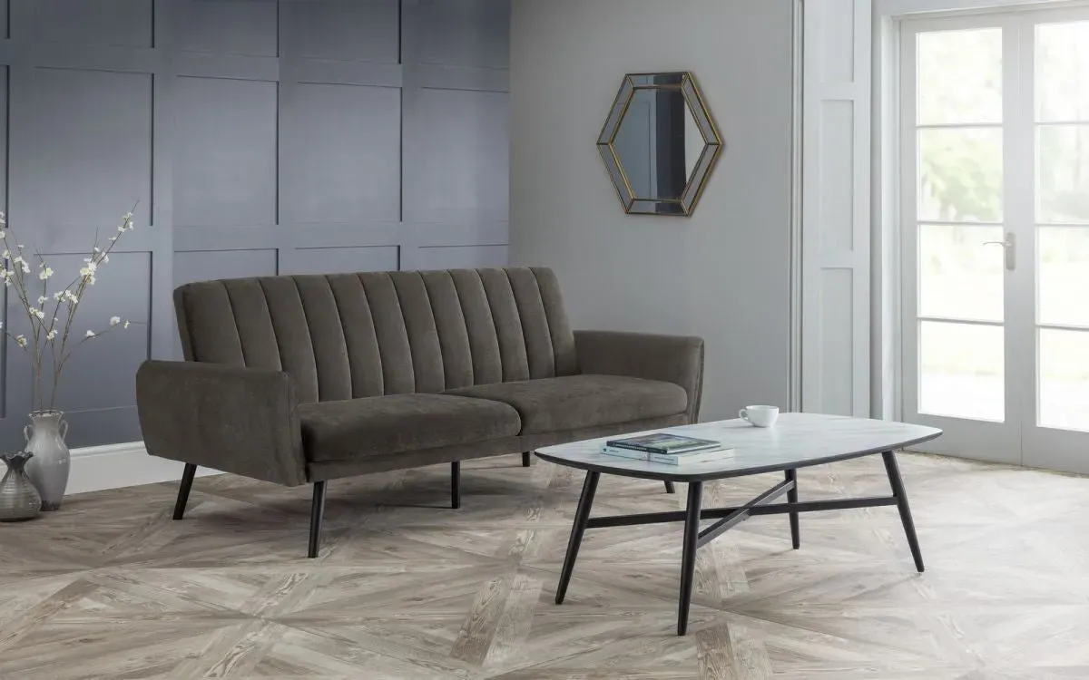 Sofabed with Sleeper Function - Grey, Velvet