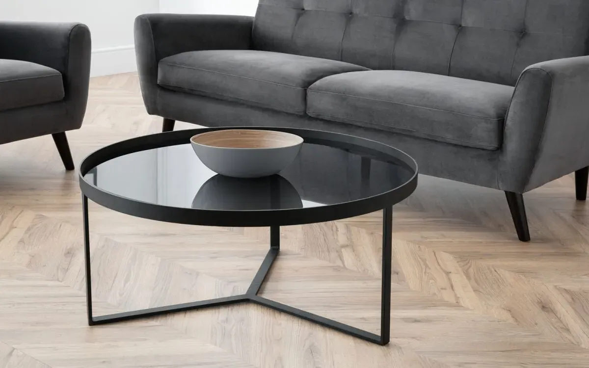 Square Coffee Table - Black, Smoked Glass