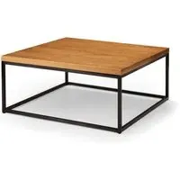 Square Coffee Table with Metal Legs - Oak