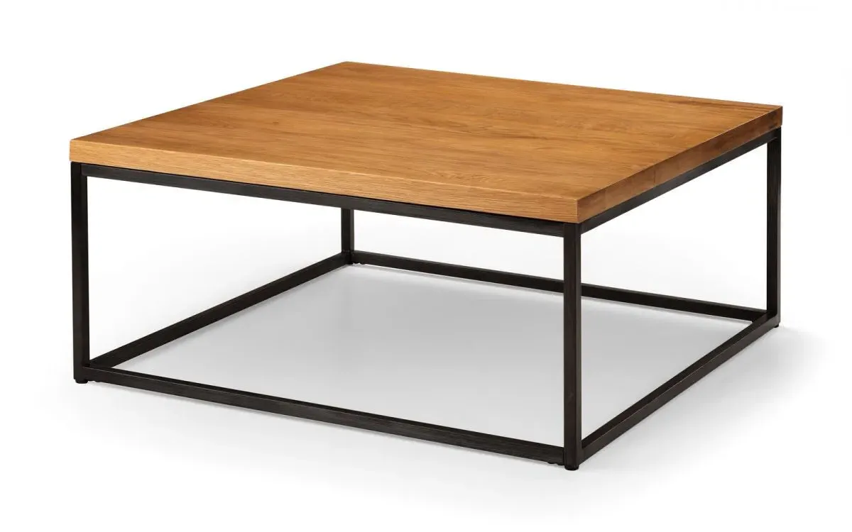 Square Coffee Table with Metal Legs - Oak image