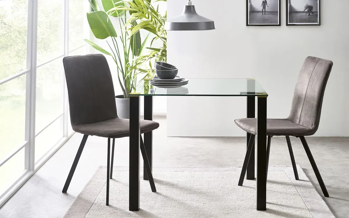Square Dining Set with 2 Chairs - Clear, Glass image