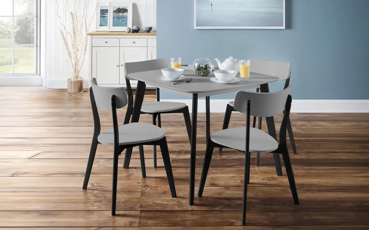 Square Dining Set with 4 Chairs - Grey, Hardwood image
