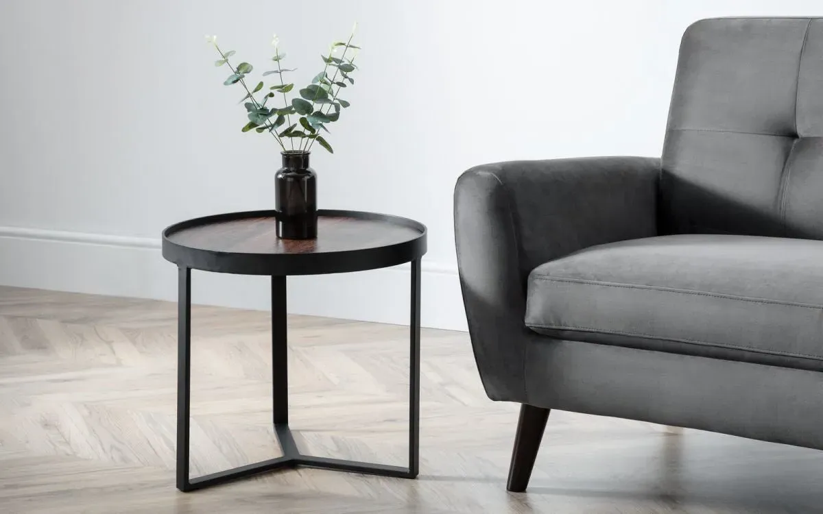 Square Lamp Table Geometric Design - Walnut, MDF image