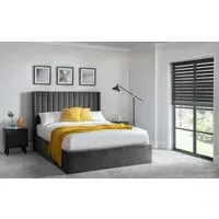Super King Storage Bed with Headboard - Grey, Velvet