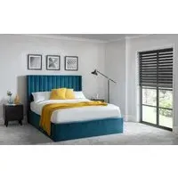 Super King Storage Bed with Headboard - Teal, Velvet