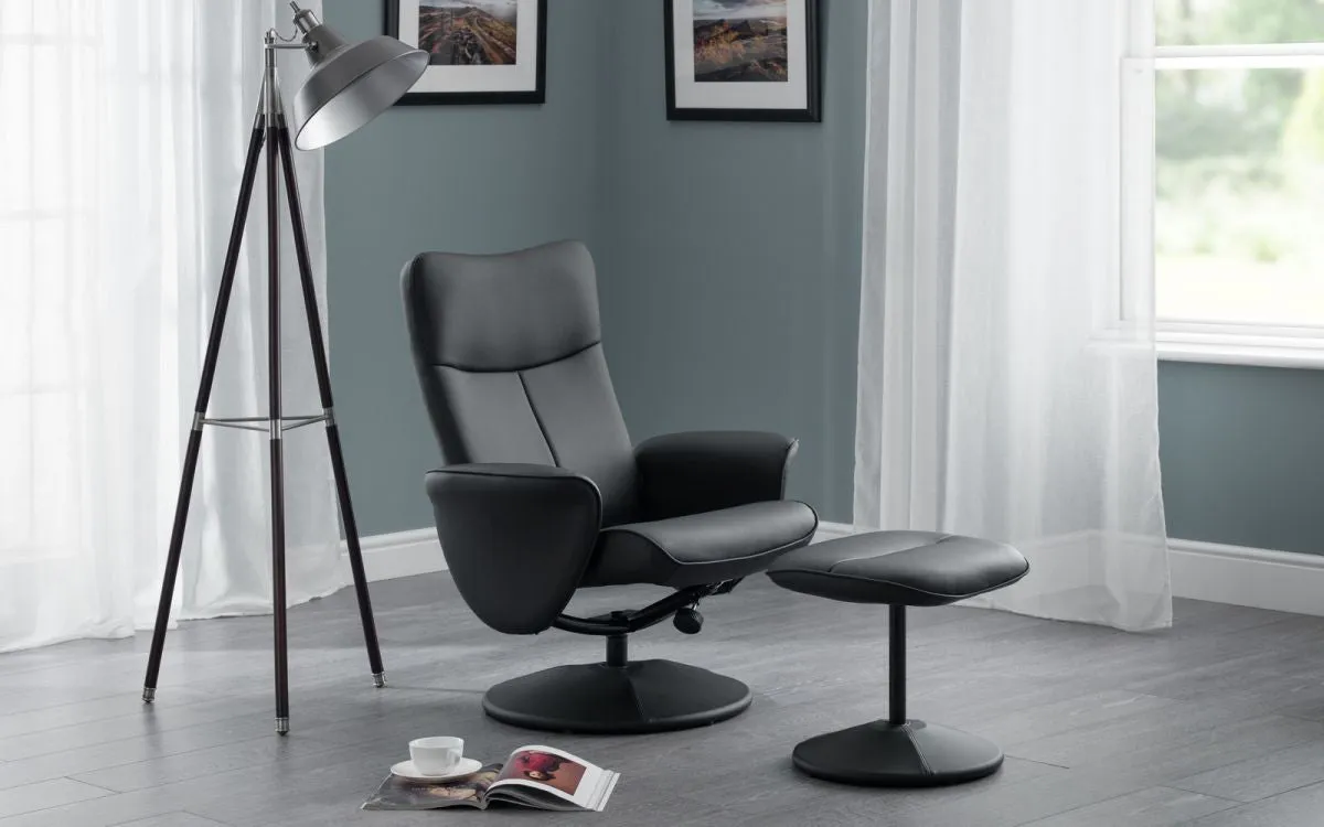 Swivel Recliner Chair - Black, Faux Leather image