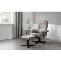 Swivel Recliner Chair with Stool - Grey, Linen