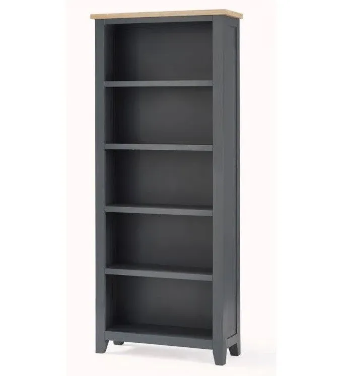 Tall Bookcase with Shelves - Dark Grey, Oak