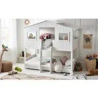 Treehouse Bunk Bed with Ladder - White