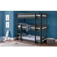 Triple Bunk Bed with Space-Saving Design - Black