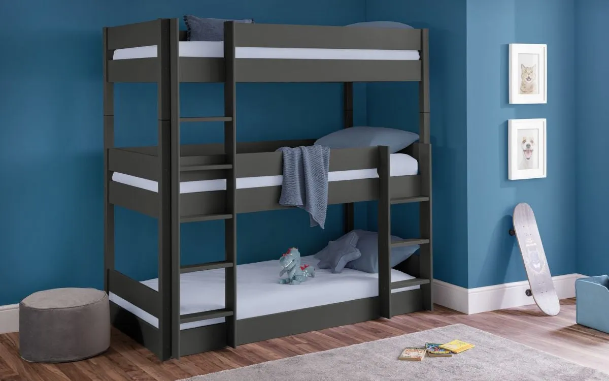 Triple Bunk Bed with Space-Saving Design - Black image