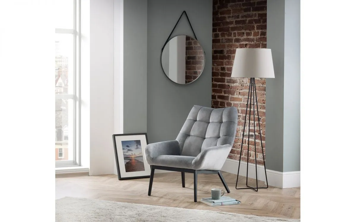 Tufted Accent Chair with Metal Frame - Grey, Velvet image