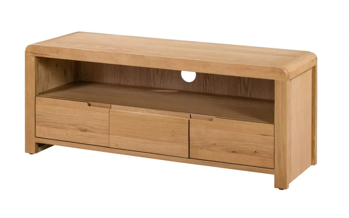 TV Unit with 3 Drawers - Oak, Solid Wood image