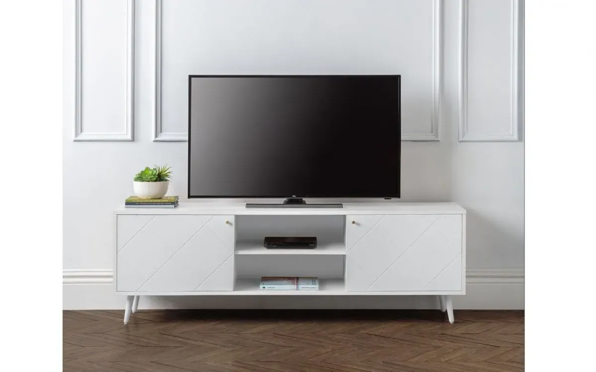 TV Unit with Cable Management - White, Oak