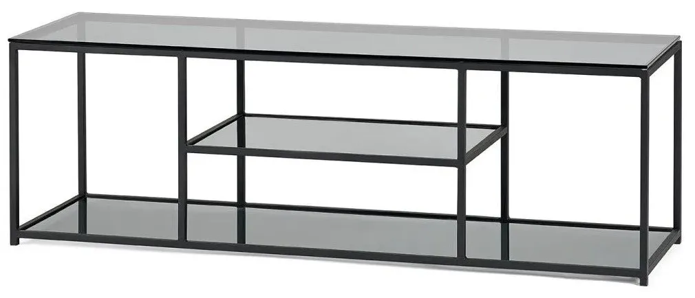 TV Unit with Clean Lines - Smoked Glass, Metal image
