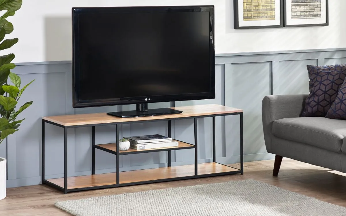 TV Unit with Metal Frame - Sonoma Oak, MDF image