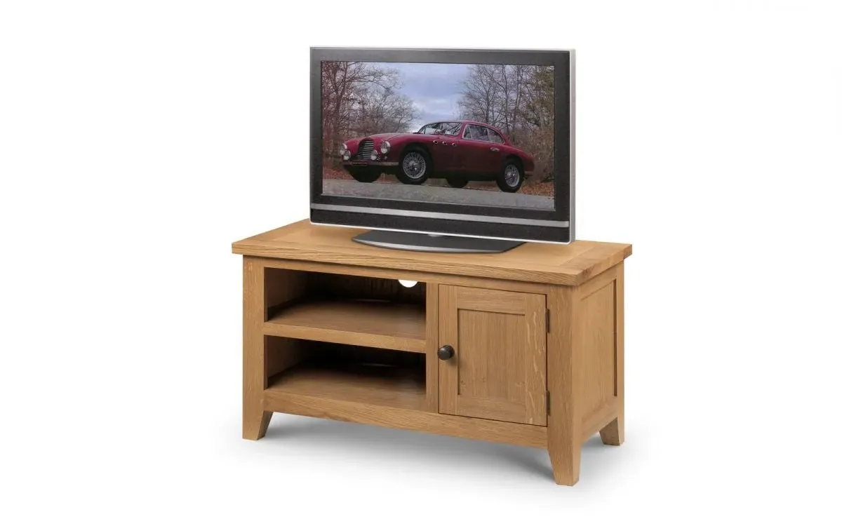 TV Unit with Storage - Oak, Solid Wood image